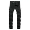 Motorcycle Denim Pants Men's Black Jeans Fashion Stretch Zipper Skinny Jeans Pleated Moto Biker Men Slim Pants Selling 240122