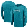 Jacksonville''Jaguars''Men Heather Grey Sideline Team Velocity Performance T-shirt à manches longues