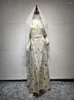 Etniska kläder lyxiga muslimska uppsättningar för kvinnor ramadan hijab abaya formell klänning eid femme jalabiya mantel islamisk kalkon klänning saudiska marockanska