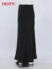 Skirts OOTN Elegant Satin Black Trumpet Fashion Slim High Waist Women Female 2024 Solid Office Long Skirt Spring Summer