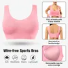 BRAS Sports Bras för kvinnor Sömlösa bekväma Yoga BH med avtagbara kuddar Tryck upp gymmet andningsbar Brassiere Wire Free Vest Top Bra YQ240203