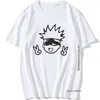 Men's T-skjortor tshirt manga japanska anime jujutsu kaisen skjorta män roliga gojo satoru toppar yuji itadori grafiska tees cool t-shirt man 90-talet