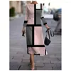女性のためのカジュアルドレス長袖ドレス3D幾何学的なプリントファッション女性服
