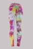 여성 캐주얼 청바지 넥타이 염료 색상 찢어진 고민 무릎 구멍 패션 디자인 높은 허리 연필 바지 고품질