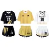 Anime haikyuu cosplay traje msby preto chacais voleibol clube hinata shoyo treino feminino conjunto de duas peças topos e shorts293i