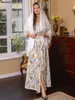 Vêtements ethniques Ramdan Dubaï Abaya Turquie Musulman Hijab Robe Floral Print Lace Tape Élégant Casual Party Robes Modestes Caftan Marocaine