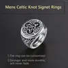 Anéis de cluster U7 Irish Celtic Knot Anel Antigo Preto Aço Inoxidável Triquetra Signet para Homens Hip Hop Jóias Tamanho 7 a 12 R202