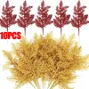 Decoratieve Bloemen Kerst Kunstmatige Pijnboomtakken Goud Rood Glitter Voor DIY Boom Krans Bruiloft Feest Jaar Ornament