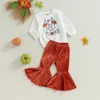 Set di abbigliamento CitgeeAutumn Halloween Kid Girls Pantaloni Set Pumpkin Letters Print Felpa Flare Fall Clothes