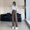 Women's Pants Women High Waist Floor-Length Suits Autumn Winter White Loose Wide Leg Female Office Ladies Straight Long Trousers