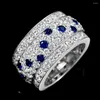 Cluster Rings Wong Rain 18K Gold Plated Luxury 925 Sterling Silver Lab Sapphire High Carbon Diamonds Gemstone Ring Wedding Band Fine Jewelry