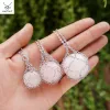 Pendants Handwork Natural Crystal Stone Net pocket pendant Necklace Healing Reiki Hangings Craft With Weave Rope DIY Jewelry Rose Gold