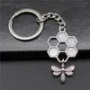 Keychains 1 Piece Jewelry Car Key Chain Party Gift 46x25mm Honey Bee Charms Rings