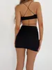 Casual Dresses Women Y2k Mini Dress Sleeveless Halter V Neck Low Cut Bandage Bodage Ruffle Tassel Club Sexig estetisk sommar