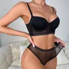 Bras sets lisses mince tasse grande soutien-gorge sans dos et culotte set sous-vêtements patchwork en filet de sous-vêtements sexy belle lingerie pour les femmes 2024