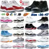 Cherry 11s DMP 11 chaussures de basket-ball hautes hommes femmes baskets basses Bred Concord Cool Cement gris casquette gamma et robe jaune peau de serpent rose baskets de sport pour hommes