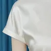 Женские блузки из атласа и шелка, матовые, с яркими деревянными ушками, с прямым воротником, однорядные, на пуговицах, на плече, с короткими рукавами, эластичная рубашка, летняя B168