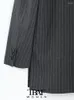 Kombinezony damskie Traf Fashion Front Button Pinstripe Blazer płaszcz Vintage Kieszenie z długim rękawem Kobiety żeńska odzież wierzchnia elegancka femmes