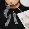 Hair Clips Vintage Ethnic Long Tassel Bell Sticks Chinese Style Silver Color Hairpin Stick Sets Women Ornaments Jewelry