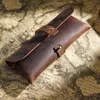 Natural Leather Pencil Case Retro Pen Bag Boy's And Girl's Student Large-capacity Stationery Storage Cowhide Glasses Box