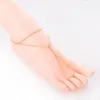 Women Sexy Beach Barefoot Adorn Alloy Rhinestone Foot Anklet Chain for Party Gold Silver 2 Colors 1 Pair2237