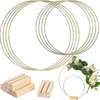 Party Decoration Gold Metal Floral Ring Hoop med träbas för bröllopsbordets mittpunkt Artificial Flower Garland Diy Wreath