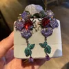 Baumelnde Ohrringe Bilincolor Trendy Lila Blume Lange Tropfenohrring Für Frauen Hochzeit Braut