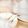 Boucles d'oreilles pendantes PAXA bohême en acier inoxydable gland longue lune goutte pour les femmes perles colorées mode charme bijoux fête quotidienne