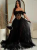 Abiti casual Beyprern Bellissime increspature Chffion Party Feather Maxi Dress Elegante corsetto a rete trasparente Abiti lunghi Abiti di compleanno