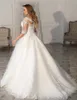 Wedding Elegant A Line Dresses Half Sleeves Lace Appliques V-neck Ivory Tulle Long Bridal Gowns Court Train Back Buttons 2024 Spring Summer Garden Bride Wear ppliques