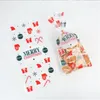 Décorations de Noël 10pcs Sac cadeau Candy Cookie Sacs en plastique transparents pour la fête de l'année Snack Cuisson 2024