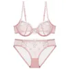 Lingerie Sexy broderie exquise Lotus ultra-mince grande taille dames dentelle sous-vêtements transparents ensemble de soutien-gorge 240127