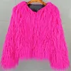 women's fur coat Colorful Furry Pink lamb wool faux fur coat female Shaggy sheepskin coat winter artificial fur jacket 240124