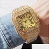 Montres pour femmes Montres glacées pour hommes et femmes FL Bracelet en diamant Mouvement à quartz Mode Robe Montre Date Étanche Analogique Haute Q Dhwos