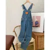 Jumpsuit Street chic denim overall Vintage losse casual broek met wijde pijpen Rechte jeansbroek met hoge taille en riem 240129