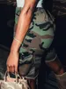 Shorts pour femmes LW imprimé Camouflage bord brut poches latérales Cargo point de taille élastique multicolore Camouflage streetwear tendance