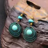 Boucles d'oreilles pendantes antiques bohème longues rondes turquoise géométriques pour femmes bijoux de fête d'anniversaire