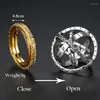Cluster Rings Creative Vintage Astronomical Sphere Ball Ring Lover Complex Rotating Cosmic Finger For Couple Wedding Jewelry Gift