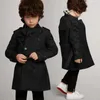 男の子と女の子の服セットデザイナーボーイズブラックテンチコート綿素材リトルガールファッションアウトウェア服90-160 cm