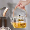 GIANXI Glass Tea Pot With Bamboo Handle Steaming And Boiling Double Filter Liner Teapot Set Transparent Glass Kettle 240124