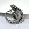 Brooches CINDY XIANG Vintage Metal Large Lizard Opal Pins For Women Cute Animal Jewelry Good Gift 2024 Coat Accessories