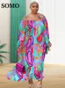 SOMO Plus Size Africa Maxi abito in abiti estivi formale stampa floreale allentata eleganti abiti all'ingrosso Drop 240126