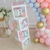 Boîte d'emballage transparente 4 pièces, boîte à ballons de mariage, décor de fête d'anniversaire de mariage, ballon Macaron en Latex pour enfants, réception-cadeau pour bébé 219s