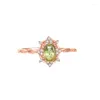 Klaster pierścionków japońskie światło luksusowy naturalny perydot zielony kryształowy pierścień dziewczęta ins styl pałacowy regulowany żywy usta Kobieta dla kobiet mężczyzn