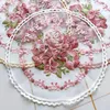 Bord mattor runda mesh spets rosblomma broderi plats mat pad tyg kopp doily matsal placemat bröllop julkök