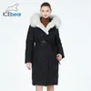 Trench da donna ICEbear 2024 Cappuccio di pelliccia Cappotto da donna Giacca lunga di lusso Cintura femminile Parka trapuntato antivento caldo GWD3925I