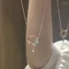 Hänghalsband 2024 Koreansk mode vintage kristall runt zirkonmåne galaxkedjan halsband för kvinnor bröllop smycken gåva