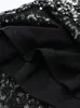 カジュアルドレスウィルシェラ女性ファッションスパンコールでブラックホロウアウトミニドレスビンテージ非対称ネックサイドジッパー長袖女性