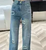 Women Jeans Designer Pants c Letter Design Channel High Waist Straight Leg Denim Casual Slim Simple Washed Jean Trousers