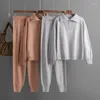 Pantaloni a due pezzi da donna Completi invernali Abito lavorato a maglia Pantaloni Maglioni larghi oversize Polo caldo Tuta Abiti di maglieria